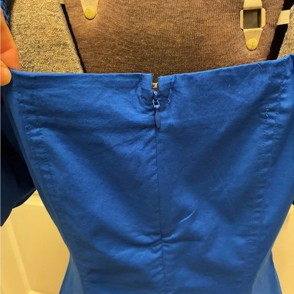 LOFT Royal Blue Puff Sleeve Midi Dress - Picture 8 of 8